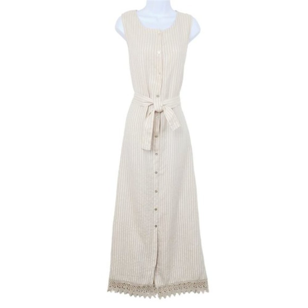 NWT Lungo L'Arno Linen Button Front Maxi Dress - Picture 3 of 9